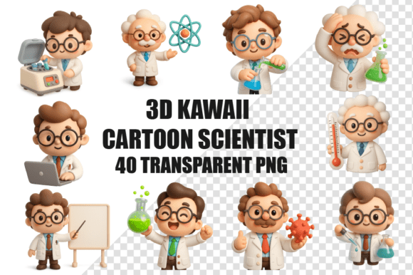 40 Cute 3D Kawaii Cartoon Scientist: A Whimsical Toolkit for STEM Education and Creative Projects