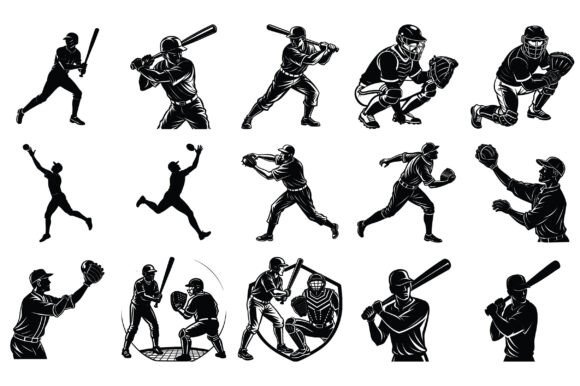 Baseball Player Silhouette Vector for Design