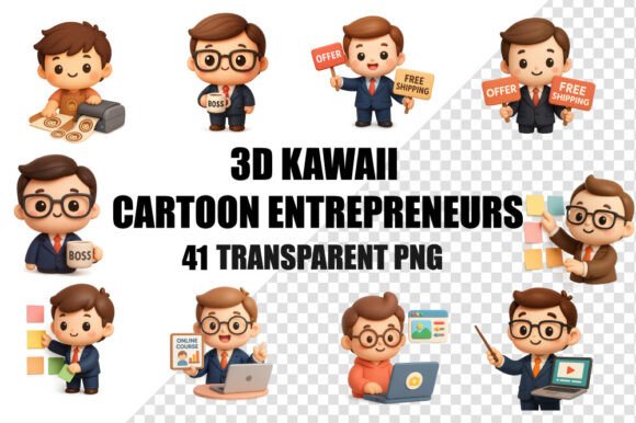 Bringing Business to Life with 42 Cute 3D Kawaii Cartoon Entrepreneurs