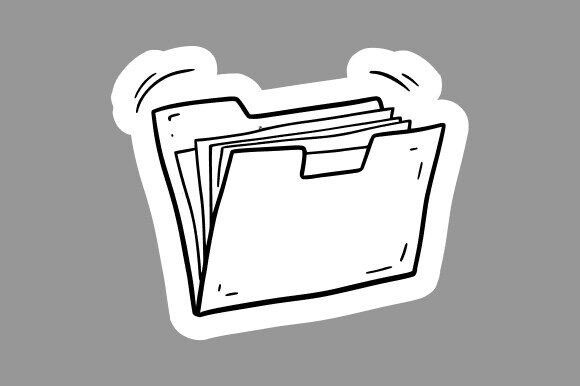 Cartoon File Tab Folder Clipart Line Art for Creative Projects