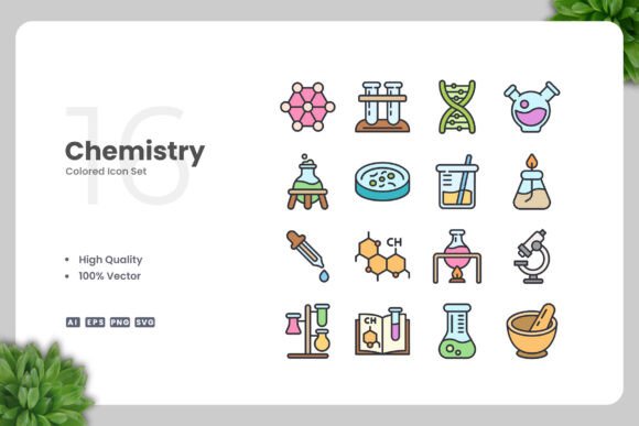 Chemistry Colored Icons for Clean Visuals