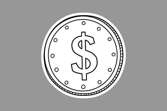 Dollar Coin Clipart Line Art