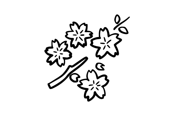 Elevate Your Creative Projects with the Outline Sakura Flower Illustration