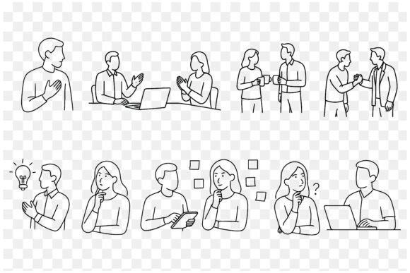 Elevate Your Visual Content with Minimalist Line Art of Teamwork