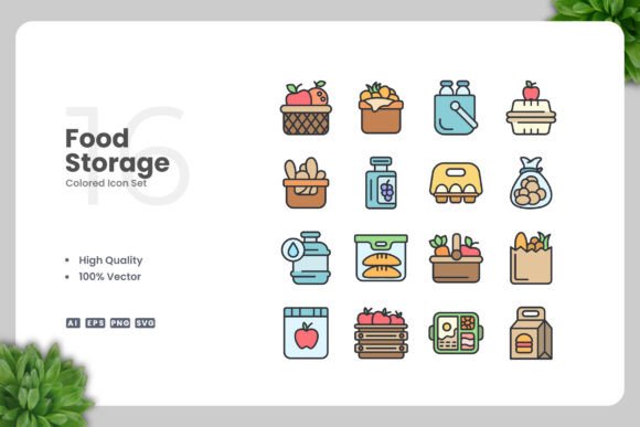 Food Storage Colored Icons Boost Visual Communication