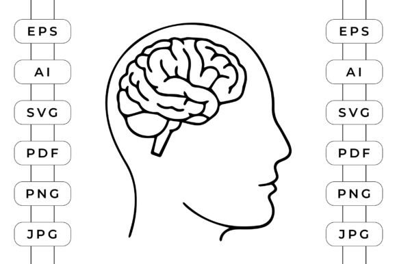 Human Brain Icon Side View Design