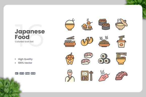 Japanese Food Colored Icons