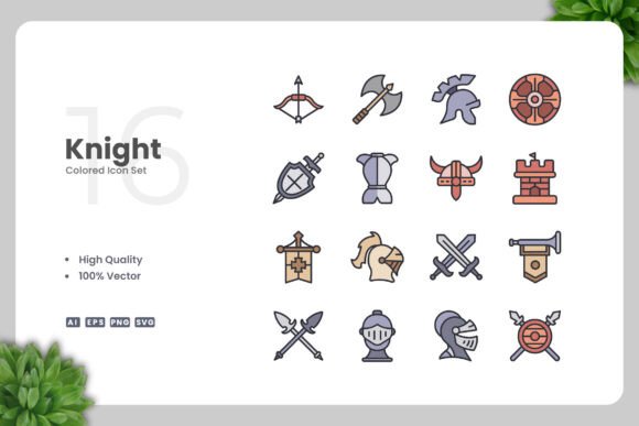 Knight Colored Icons: Versatile Vector Graphics for Every Project