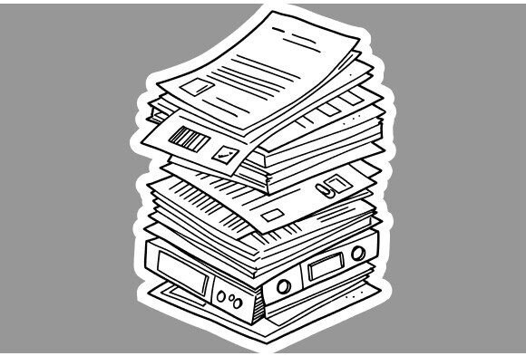 Office Paper Stack Clipart Line Art