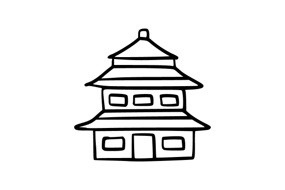 Outline Japanese Pagoda Building: A Versatile Design Asset for Professional Projects