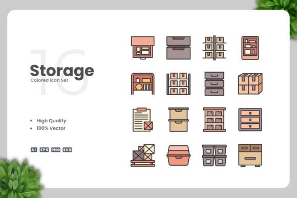 Storage Colored Icons: Elevate Your Digital and Print Projects with Clean, Customizable Vector Graphics