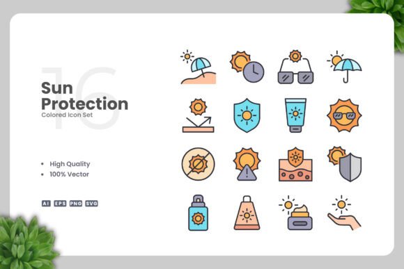 Sun Protection Colored Icons for Modern Design Projects