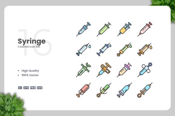 Syringe Colored Icons: Clean Vector Graphics for Any Project