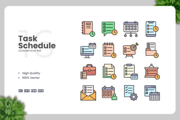 Task Schedule Colored Icons for Clean Modern Design