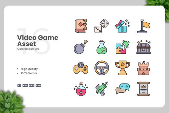 Video Game Asset Colored Icons: Clean, Simple, and Ready for Your Next Project
