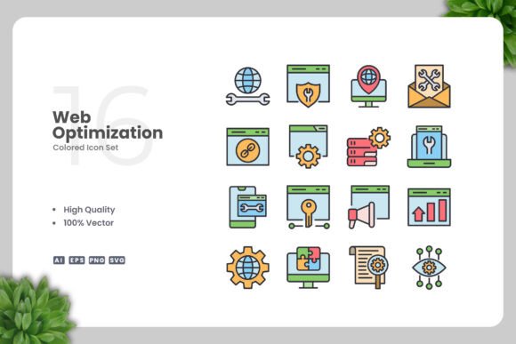 Web Optimization Colored Icons: Design Flexibility for Modern Projects