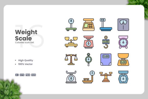 Weight Scale Colored Icons for Modern Design Projects