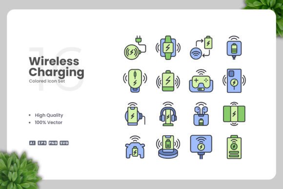 Wireless Charging Colored Icons