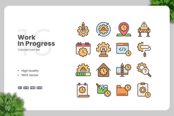 Work in Progress Colored Icons: Visual Tools for Creative and Professional Projects
